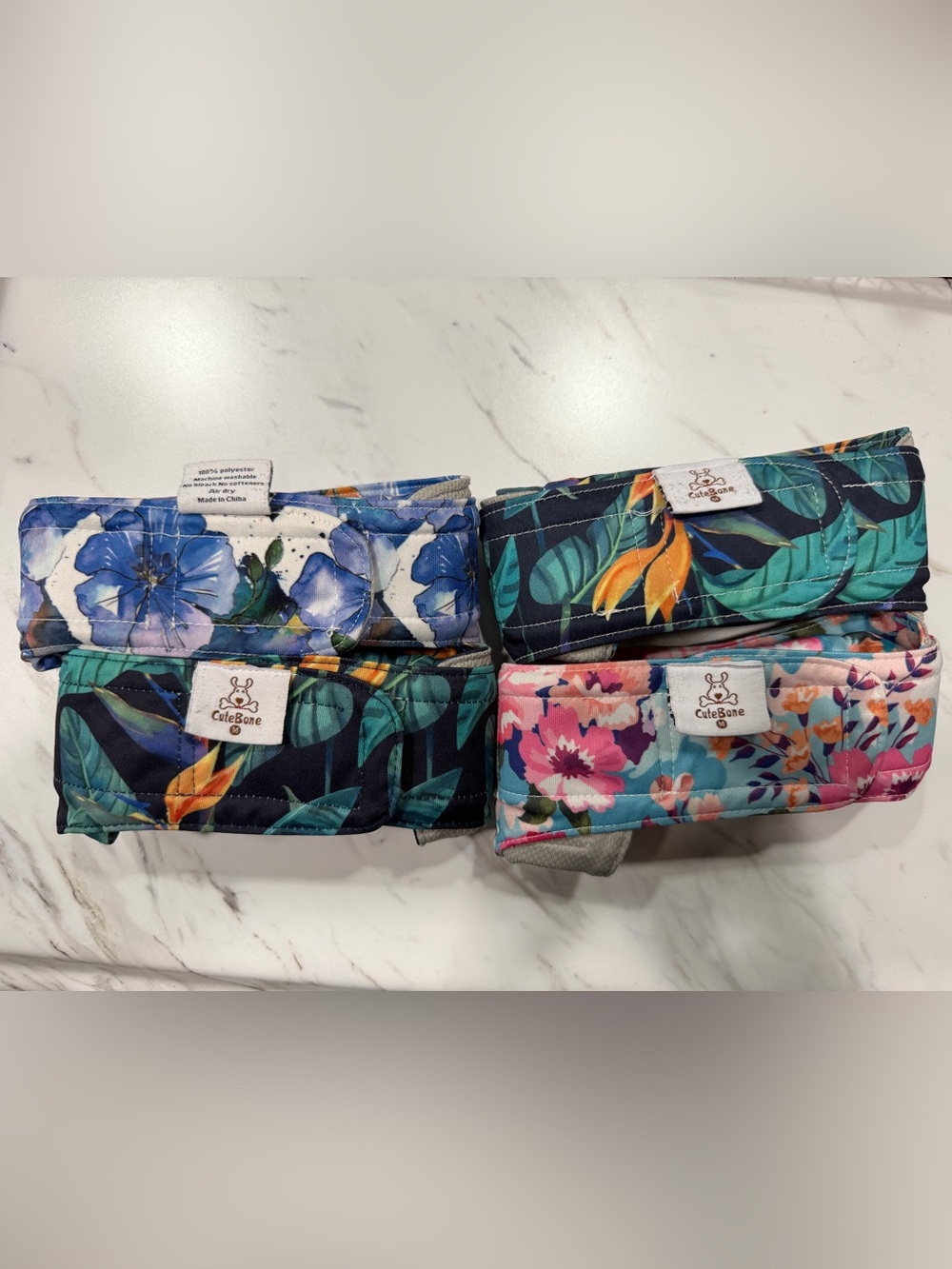 Cutebone Female Dog Diaper Diapers - Docked Tail - NO TAIL HOLE - Floral Girly